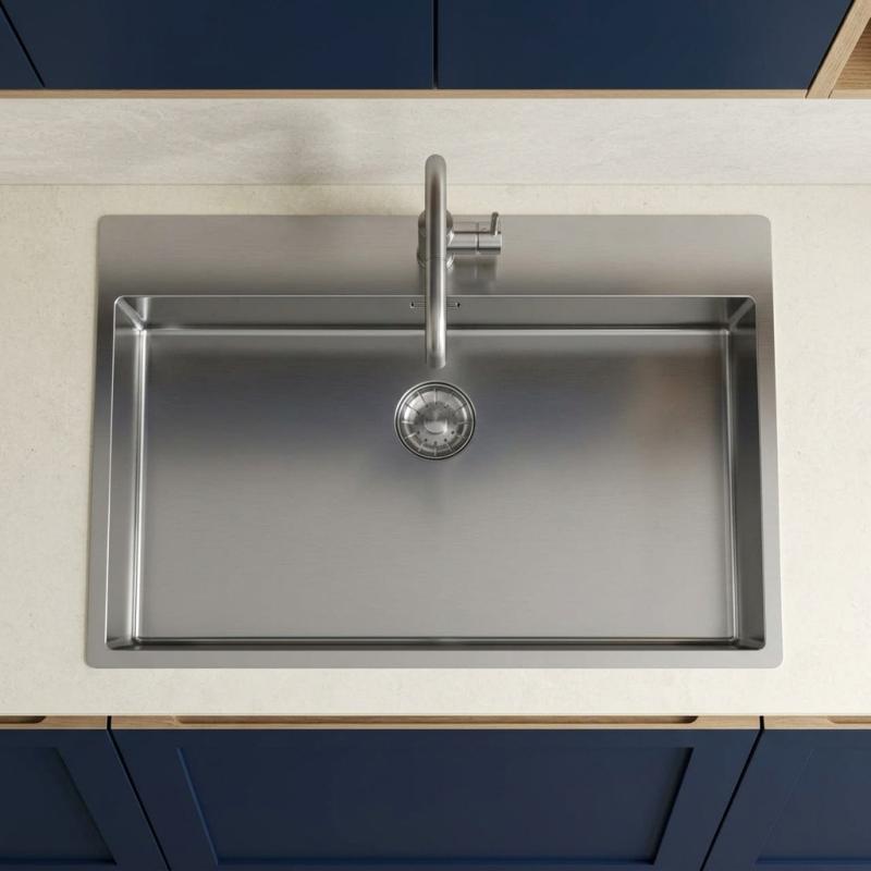 Pure.Sink Comfort RVS grote Spoelbak 75x40cm Tapwing met kraanopening PCM7540T-02